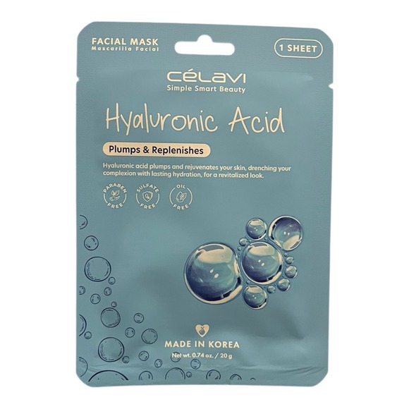 Celavi Other - Hyaluronic Acid Facial Skincare Mask Paraben Free Sulfate Free Oil Free